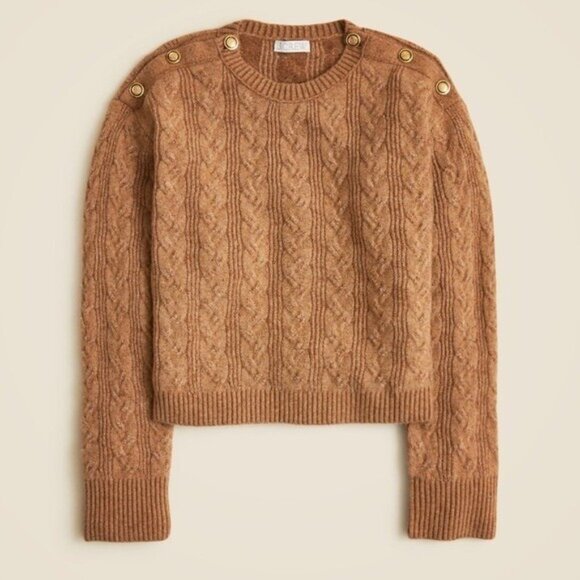 J.Crew Cable‑Knit Supersoft Sweater w/Shoulder Buttons | Cozy & Stylish - Size L - Picture 1 of 10